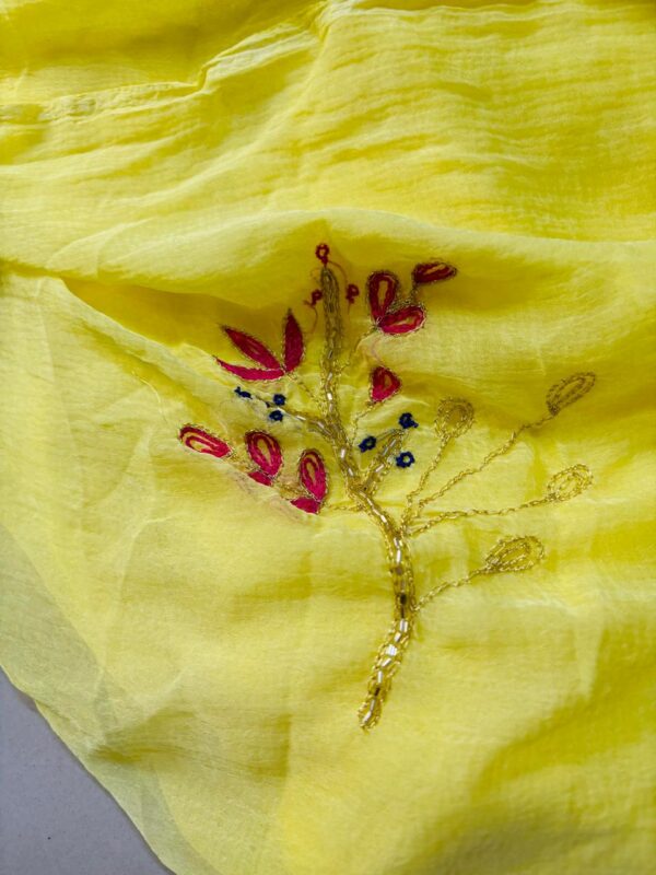 chiffon handwork saree with blouse - Image 2