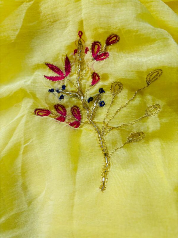 chiffon handwork saree with blouse - Image 3