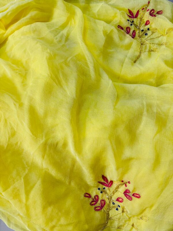 chiffon handwork saree with blouse - Image 4