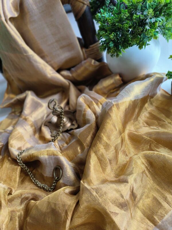 Pure zari tissue saree with unstitched blouse - Image 4