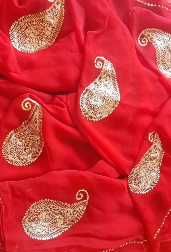 Light weight chiffon saree with unstitched blouse - Image 3