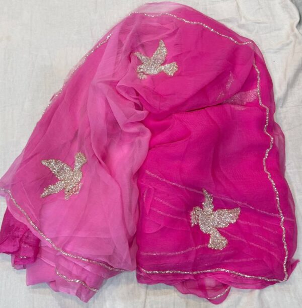 Light weight chiffon saree with unstitched blouse - Image 5