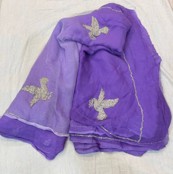 Light weight chiffon saree with unstitched blouse - Image 6