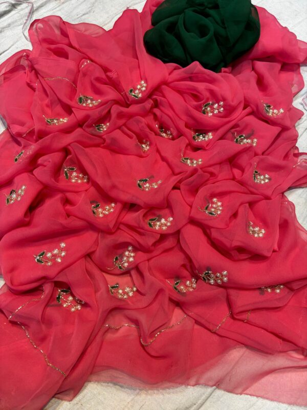 Light weight chiffon saree with unstitched blouse - Image 2
