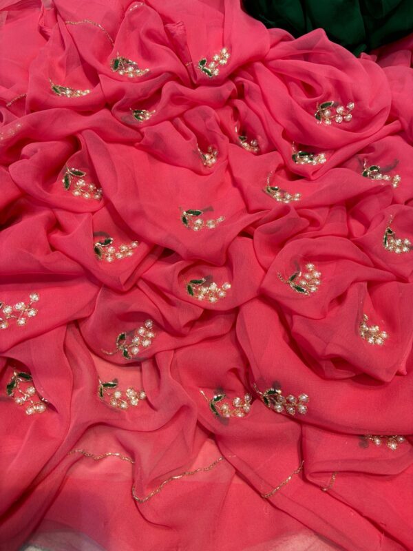 Light weight chiffon saree with unstitched blouse - Image 8